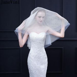 Bruidsluiers Janevini Mode Ivory Korte Bruiloft 2 Lagen Sluier met Kam Net Tulle Mariage Bruid Face Sluier Bruiloft Kort
