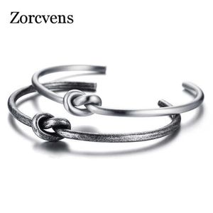Zorcvens punk vintage guld silver färg trendig rund öppen knut manschett Bangle armband för kvinnor eleganta smycken gåvor Q0719