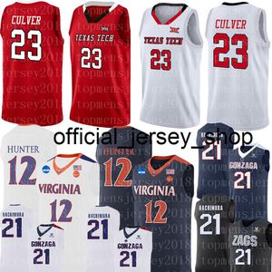 New 23 Jarrett Culver Texas Tech Jersey 2019最終4 TTU REDホワイトバスケットボールジャージヴァージニア州キャバリエ12デアンデアハンター