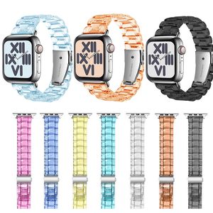 راتنج الشفافة الشفافة حزام Apple Watch Band 49 45mm 41mm 42mm Series 7/6/5/2/3/2/1/SE الرجال مع سوار معصم بديل للاستبدال الفولاذ المقاوم للصدأ