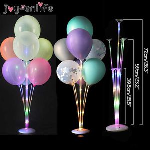 LED Işık Hava Topları Balon Standı Sütun Düğün Masa Dekorasyon Balonlar Tutucu Noel Balon Bebek Duş Doğum Günü Partisi 210626