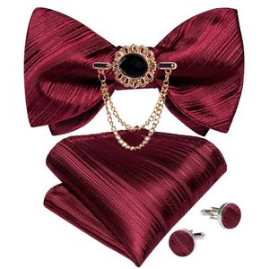 Båge slipsar mens vuxen bowtie klassisk röd mode bröllopsfest formell satin presentmönster mångfärgad justering hals tie ficka kvadrat set