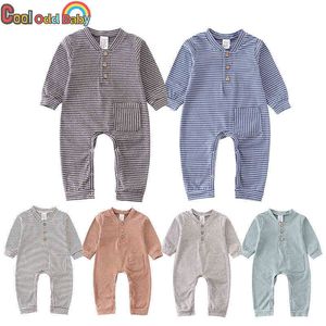 Bebê recém-nascido Boys Roupas Longa Stripe Meninas Romper Algodão Infantil Jumpsuit Pijamas Outono New Born Roupas G1221
