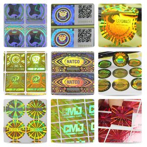 Customized Laser Anti-counterfeit Void Broken Holgraphic Labels Stickers Personalized Gold Silver Hologram One Time Used Security Label