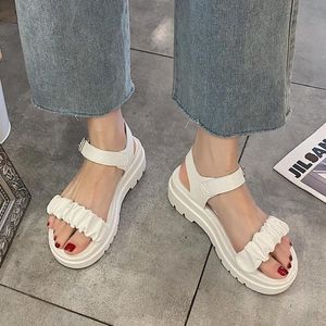 Sandały SLHJC Letnia platforma otwarta na palca skórzana pięta 3 cm Winda Casual Rome Buty Girls