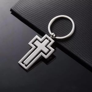 Cross Keychain Metal Homens Mulheres Rotatable Pingente Chave Buckle Keyring Presentes Christian Party Favor