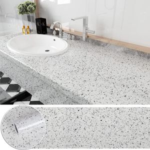 Papéis de parede Adesivos de cozinha Banheiro Mármore Granito Papel de parede autoadesivo à prova d'água para armário Mesa de jantar PVC Decorativo de parede