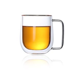 Dubbelmur Glas Koppar Kaffe Kopp Kök Tillbehör Mjölk Whisky Tea Beer Tumbler Cups Värmebeständig Glas Kaffekopp 400 ml 210611