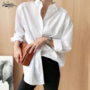 Liso casual solto coreano luva longa blusas mulheres camisas de algodão vintage feminino plus size harajuku chique elegante tops 12398 210521