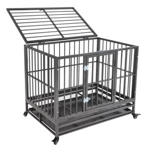 Heavy Duty Dog Cage Crate Kennel Metal Pet Playpen Portable With Tray Silver292i