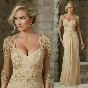 Abiti eleganti per la madre della sposa in chiffon Applicazioni di pizzo Perline Abiti da sera formali 2022 Abito da cerimonia nuziale taglie forti su misura