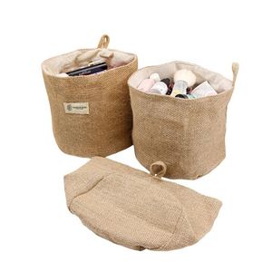 Linen Woven Storage Basket Polka Dot Small Storage 6 Design Sack Cloth Hanging High Quality Basket Buckets Bags Kids Toy Box