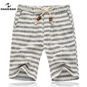 Shan Bao marcas homens shorts de verão estilo de moda e confortável faixa de algodão respirável lazer praia 210629