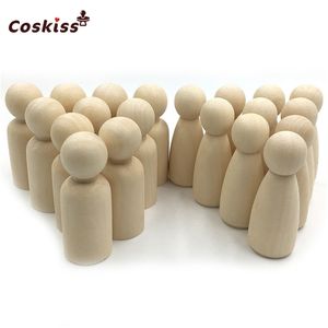 100pc/lot boy Peg Dolls 1.35" Solid Hardwood Natural Unfinished Turnings-Ready for Paint or Stain-Waldorf Wooden People 211106