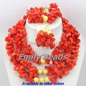 Earrings Necklace Fashionable African Pink Coral Beads Jewelry Set Nigerian Wedding Costume CJ279