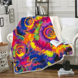 CLOOCL Blankets Colorful Tie dye D Digital Print Street Style Sofa Travel Throw Blanket Teens Bedding Plush Quilt