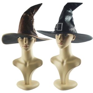Berets Leather Witch Wizard Hats Fashion Party Headgear Halloween Props Cosplay Costume Accessories For Children Adult (Brown)