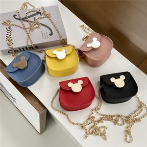 Fashion Pu Plain Color Little Girls Mini Ryggsäckar Princess Coin Purses Sadel Shape One-Shoulder Messenger Bag Barngåva