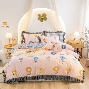 Conjuntos de cama Conjunto 100% Algodão Duvet Tampa para Meninas Crianças Home Têxtil 3/4 Peça Quilt Cobre Decorações de Quarto