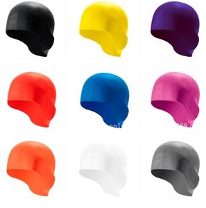 Wholesale silicone swimming caps for sale - Group buy Silicone Rubber Swimming Cap Adult Men Women ears Waterproof Swim Caps Flexible stretch Hat water pool AccessoriesKeep Hair Dry