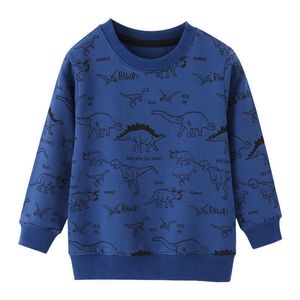 Jumping Meters Dinosaurs Children's Sweaters For Autumn Spring Fashion Boys Cotton Sweatershirts Kids Tops Shirts 210529