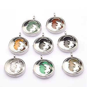Natural Crystals Flat Bead Moon Angel Alloy Aura Pendants Necklace Stone Crystal Quartz Agate Accessories Two Sided Pattern Tree Of Life Charm Reiki Heal Jewelry