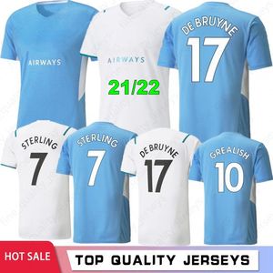 21 Niestandardowe Blue Man Soccer Jerseys Grealish Sterling Ferran de Bruyne Foden G jesus Koszule piłkarskie Mężczyźni Kit Zestaw Ustawia Uniform Maillot De Foot