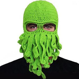 Cappelli da esterno fatti a mano tentacolo polpo cappello in puro cotone passamontagna berretto invernale caldo fai da te Skullies berretti per donna regalo di Natale da uomo