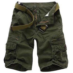 Shorts Men Cotton Cargo ArmyGreen Tactical Loose Casual Homme Bermuda Male NO Belts 29-40 Pantalones Cortos Hombre 210716