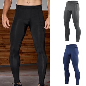 Men's Pants Solid Color High Elastic Compression Bottoms Skinny Quick Drying Training Trousers Male Clothing For Running Yoga