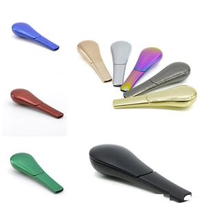 Metal Spoon Smoking Pipe Creative Cool Scoop-shape Tobacco Pipe With Cover Smoking Cigarette Pipes With Black Box