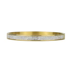 6mm de Alta Qualidade 18 Cor de Ouro Luxo Gelado Cz Bangle Titanium Aço Inoxidável Pulseiras Pulseiras Para As Mulheres Jóias