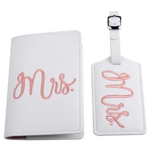 10sets Holder couple sets of Embroidery Mr Mrs Lover wedding Passport Cover Case set Letter