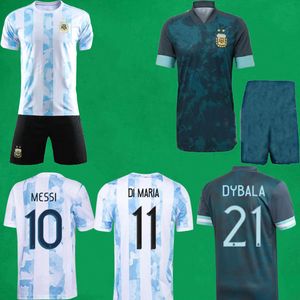 21 Argentyna Jersey Soccer Jersey Krótki Copa Ameryka Messi Dybala di Maria Maradona Lautaro Koszule piłkarskie Home Away Męskie Kids Kit Sport Mundury Maillot De Foot
