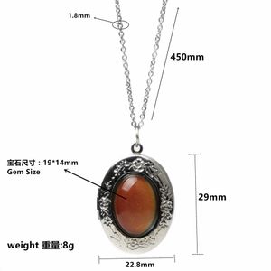 Large Oval Mood Necklace Color Changing With Temperature Change Feeling openable locket pendant necklaces 60pcs/lot