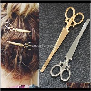 Clips & Barrettes Jewelry Drop Delivery 2021 Fashion Europe Simple 1 Shape Scissors Hairpin And Rose Gold &Sier Plated For Women Girls Hair C