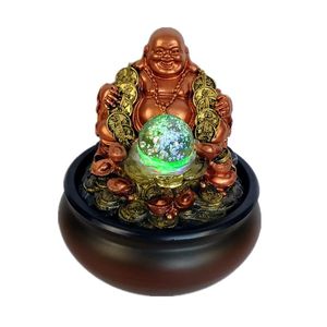 Dekorative Objekte Figuren Glücksgeld Maitreya Buddha Zuhause und Büro Feng Shui Dekoration Tischornamente LED-Lichtball Innen Wat