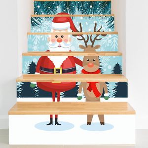 ウォールステッカー3D PVCクリスマス雪だるま暖炉の自己接着階段XMasの家の装飾ステッカーE