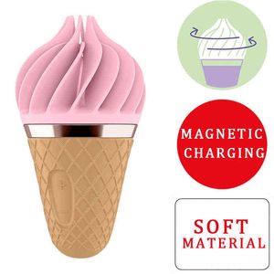 Nxy Vibradores Alemanha Satisfiário Sweet Treat Sce Cream Cone Sex Vibrator Toys for Woman Silf Soft Silica Gel Clitoris Mini Adult 1119