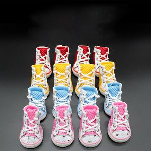 Abbigliamento per cani 4 pezzi / set Scarpe antiscivolo per animali Sneakers Stivaletti traspiranti Cucciolo Inverno Stivale per gatti per cani di piccola taglia Chihuahua Teddy