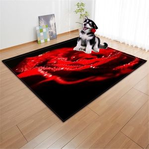 Carpets Romantic Red Rose D Rug Carpet Soft Flannel Girls Bedroom Area Rugs Valentine s Day Gift Living Room For Home Decor