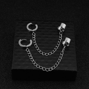 Bolder Original einzigartiger Männer Edelstahl Kreuz Quastel Kette Ohrhüllsmanschette Ohrring Punk Style Ohrringe Clip Clip