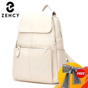 Zency Moda Yumuşak Hakiki Deri Büyük Kadın Sırt Çantası Yüksek Kalite A + Bayanlar Günlük Rahat Seyahat Çantası Sırt Çantası Schoolbag Kitap 210911