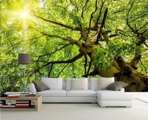 Tapety 3D Tapeta Murale Niestandardowe salon Sypialnia Home Decor Sunshine Natura Drzewa i zieleń Dekoracyjny obraz