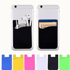 Phone Card Holder Silicone Cell Phone Wallet Case Pouch Credit ID Card Holder Pocket Stick On Adhesive with OPP bag