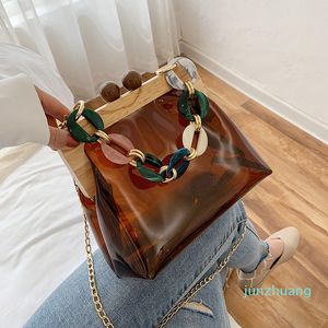 مصمم - حقائب الكتف المرأة حقيبة سلسلة PVC انظر من خلال أزياء المرأة حقائب الكتف حقيبة