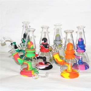 Silikonvattenrör Hookahs Mini Bägare Bong UnBreceable Oil Rig med skål Kvarts Banger Nails Glass Rökning Rör