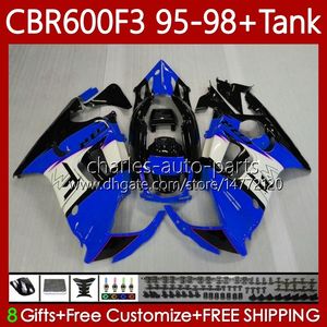 Bodywork + Tank Honda CBR600F3 600CC 600FS 95-98 Vücut 64NO.157 CBR 600 600F3 Mavi Siyah CBR600 F3 FS CC 1995 1996 1997 1998 CBR600FS CBR600-F3 95 96 97 98 Fairing Kiti