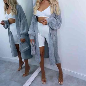 Autumn Winter Style Women Baggy Long Sleeve Knitted Cardigan Coat Solid Fashion Loose Lady Sweaters Cardigans One Size 210922