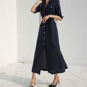 Büro Langes Kleid für Frauen Sommer Schwarz Halbarm gekerbter Ausschnitt Sommerkleid Damen Formelle Arbeit Maxikleider 210602